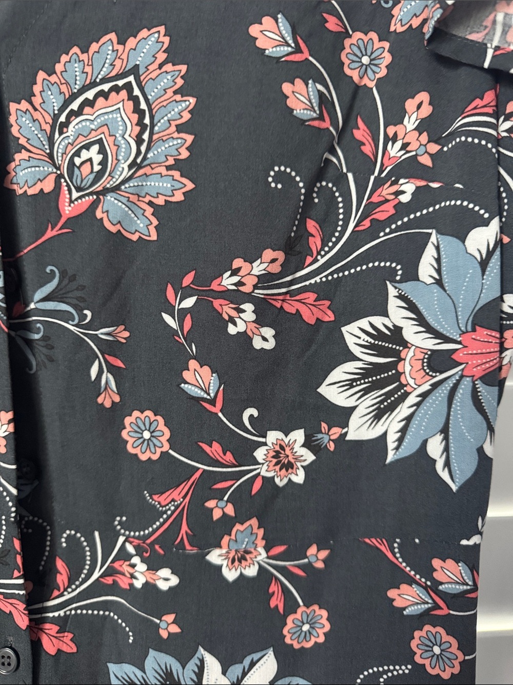 NWOT LOFT DARK GRAY Mini Dress with Pink & Blue Floral Print - Picture 2 of 8